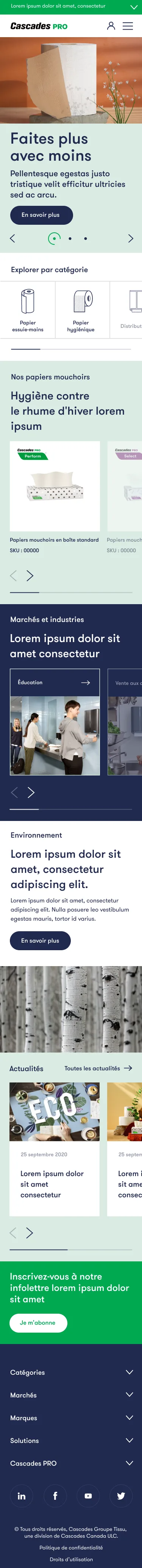 La même page sur mobile