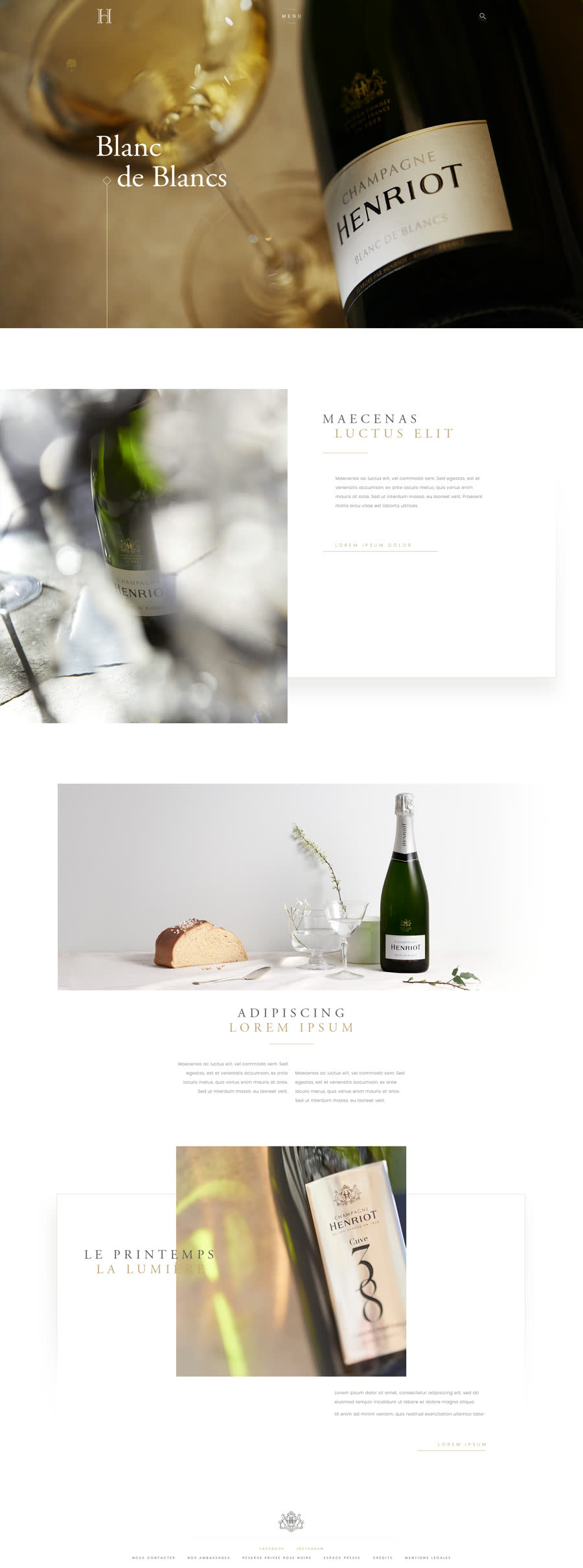La page Blanc de Blancs, et la traversée des quatre saisons