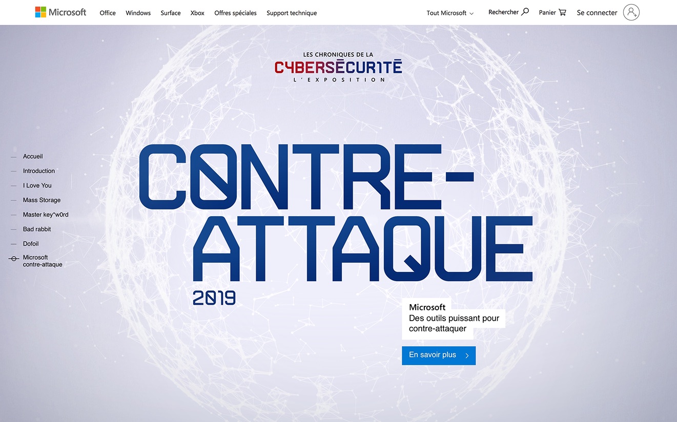 La page Contre-attaque du site-exposition Microsoft sur les cyberattaques